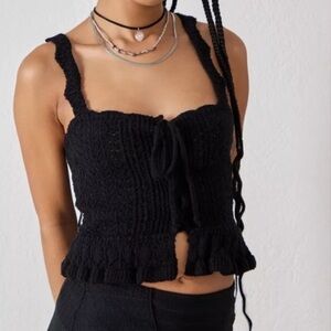 Urban Outfitters Carmella Lace Up Sweater Tank Top Black Medium